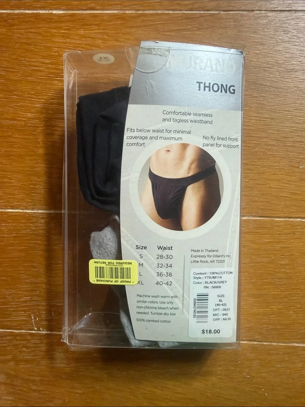 Men’s Murano Two-Pack Thongs in Gray & Black XL
